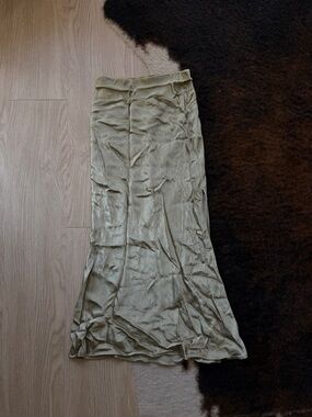 Topshop Olive Satin Maxi Skirt